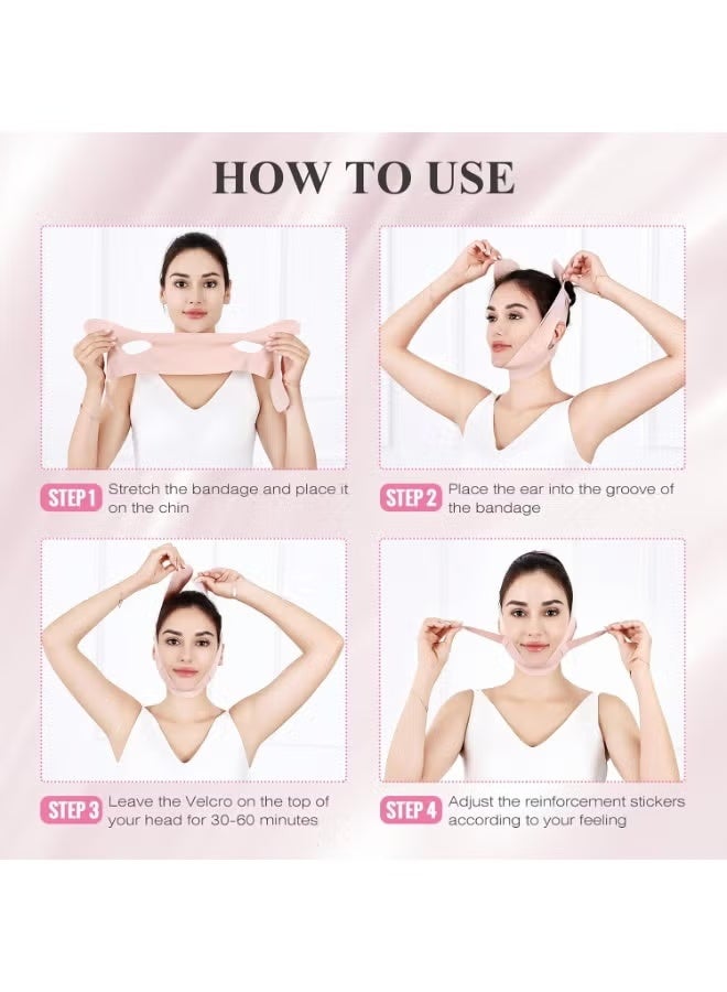 Soft & Adjustable Sleeping Chin Strap - Dual-Action for Jawline Shaping and Snoring Relief, Comfortable Night Wear for Enhanced Sleep & Contour (Pink) - Image 3